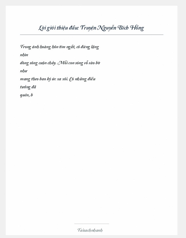 Trích đoạn Truyện Nguyễn Bích Hồng