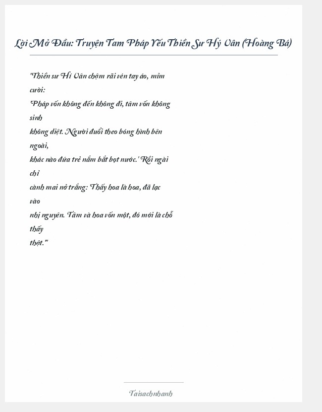 Trích đoạn Truyện Tam Pháp Yếu Thiền Sư Hý Vân (Hoàng Bá)