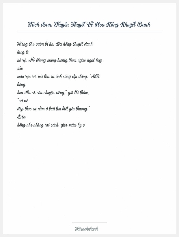 Trích đoạn Truyền Thuyết Về Hoa Hồng Khuyết Danh