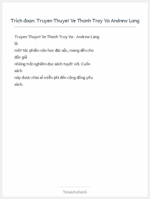 Trích đoạn Truyen Thuyet Ve Thanh Troy Va Andrew Lang