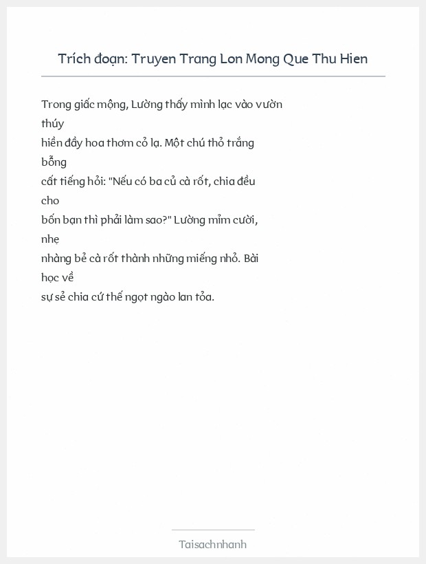 Trích đoạn Truyen Trang Lon Mong Que Thu Hien