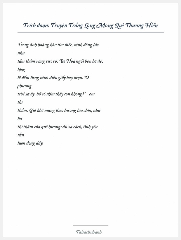 Trích đoạn Truyện Trắng Lòng Mong Quê Thương Hiền