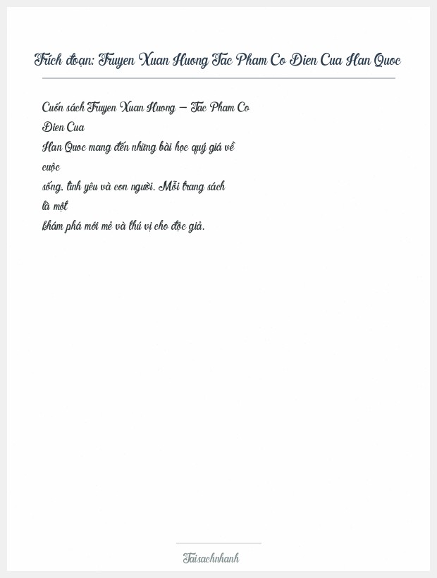 Trích đoạn Truyen Xuan Huong Tac Pham Co Dien Cua Han Quoc