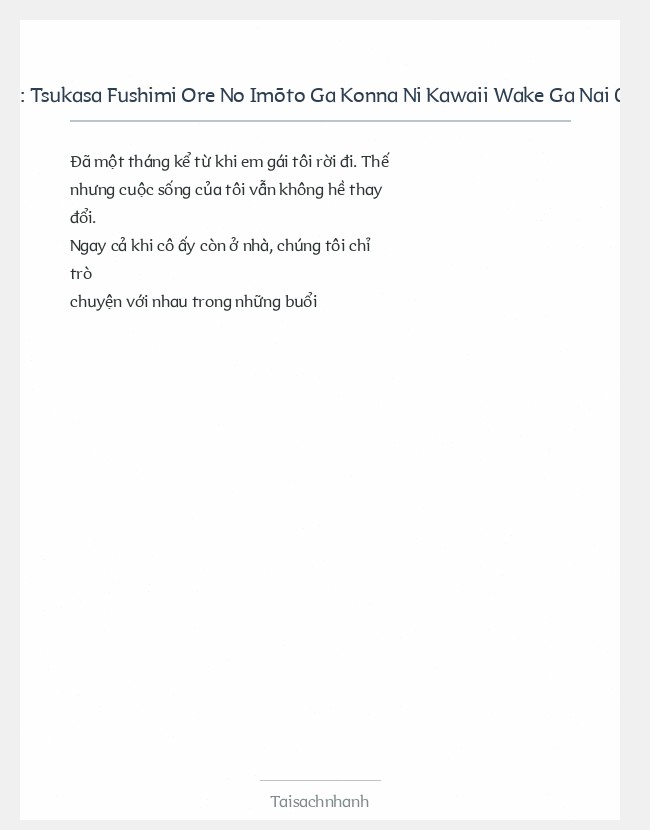 Trích đoạn Tsukasa Fushimi Ore No Imōto Ga Konna Ni Kawaii Wake Ga Nai 05 Oreimo Vol 05