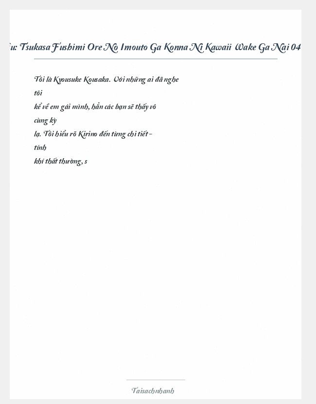 Trích đoạn Tsukasa Fushimi Ore No Imouto Ga Konna Ni Kawaii Wake Ga Nai 04 Oreimo Vol 04