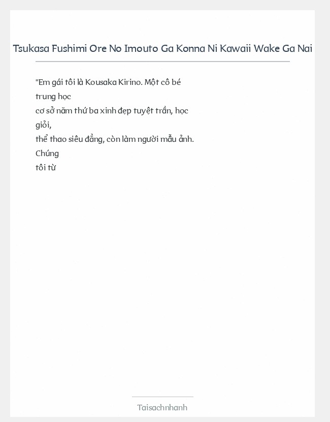 Trích đoạn Tsukasa Fushimi Ore No Imouto Ga Konna Ni Kawaii Wake Ga Nai 06 Oreimo Vol 06