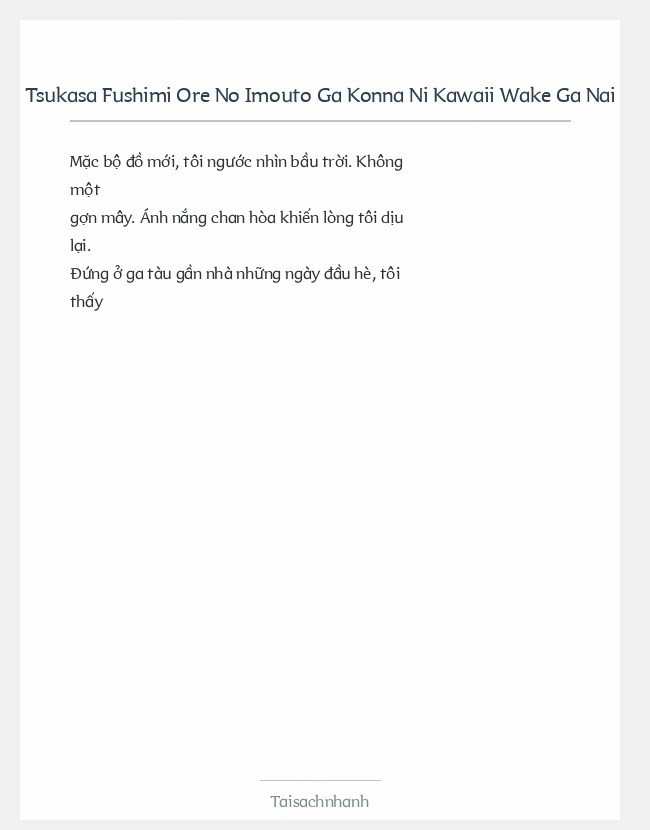 Trích đoạn Tsukasa Fushimi Ore No Imouto Ga Konna Ni Kawaii Wake Ga Nai 07 Oreimo Vol 07