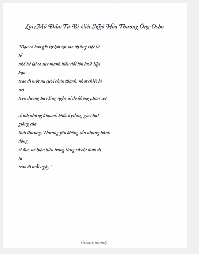 Trích đoạn Từ Bi Việc Nhỏ Hóa Thương Ông Osho
