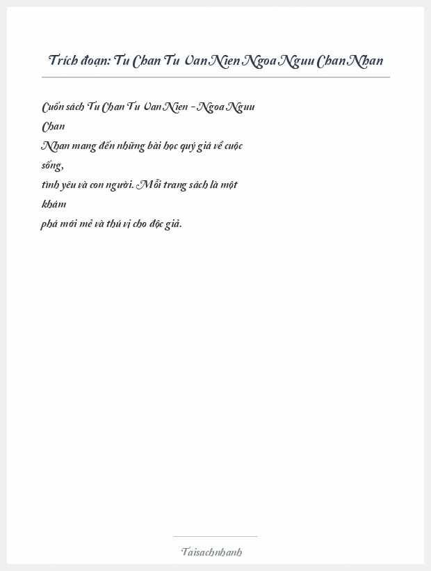 Trích đoạn Tu Chan Tu Van Nien Ngoa Nguu Chan Nhan