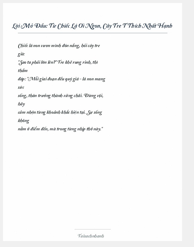 Trích đoạn Từ Chiếc Lá Ơi Ngon, Cây Tre T Thích Nhất Hạnh