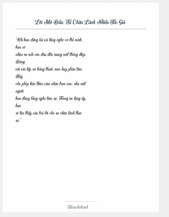 Trích đoạn Tự Chữa Lành Nhiều Tác Giả