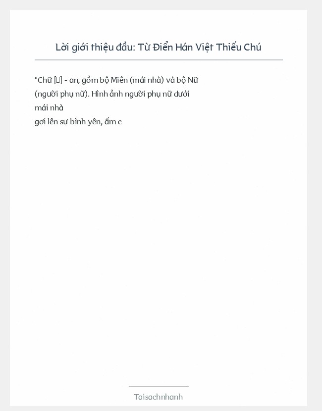 Trích đoạn Từ Điển Hán Việt Thiếu Chú