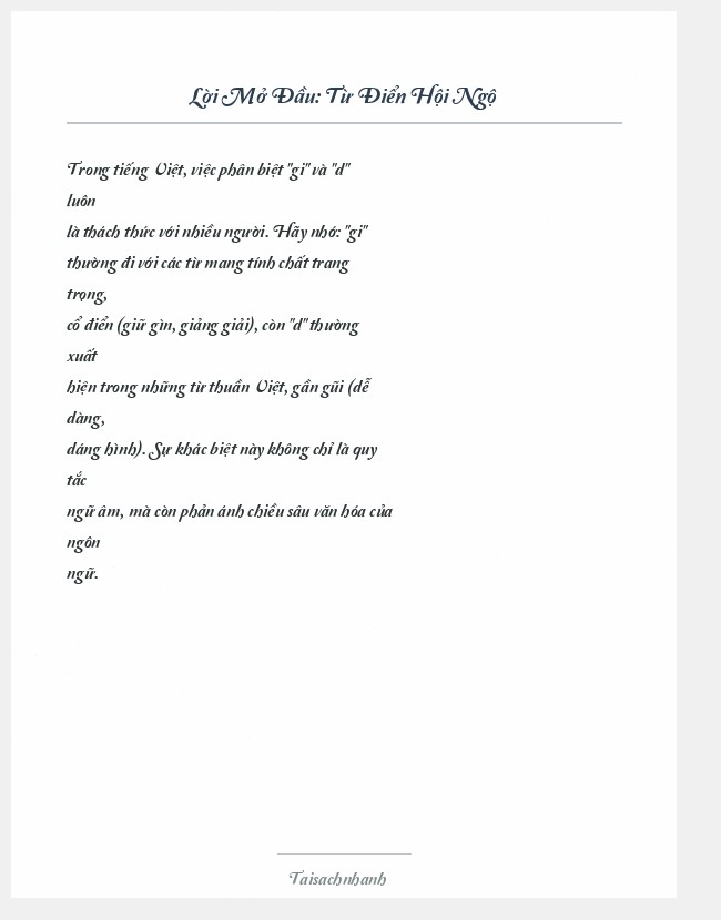 Trích đoạn Từ Điển Hội Ngộ