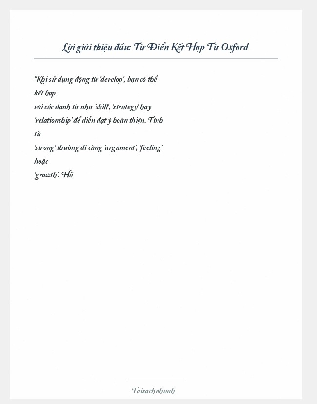 Trích đoạn Từ Điển Kết Hợp Từ Oxford