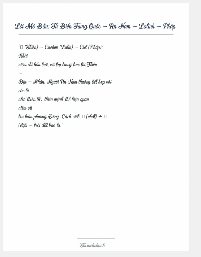 Trích đoạn Từ Điển Trung Quốc - An Nam - Latinh - Pháp
