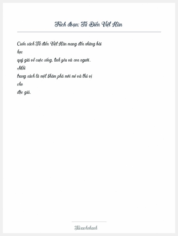 Trích đoạn Từ Điển Việt Hàn