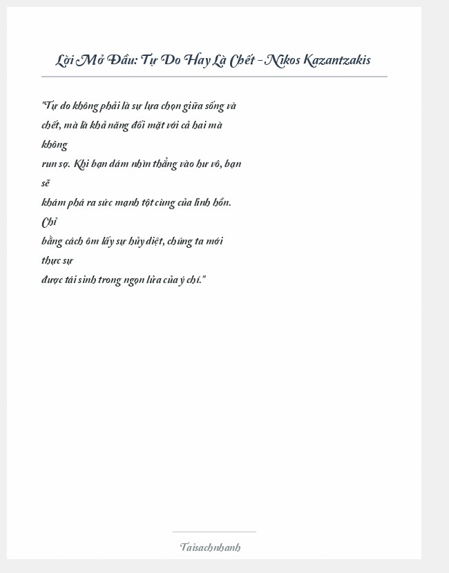 Trích đoạn Tự Do Hay Là Chết - Nikos Kazantzakis