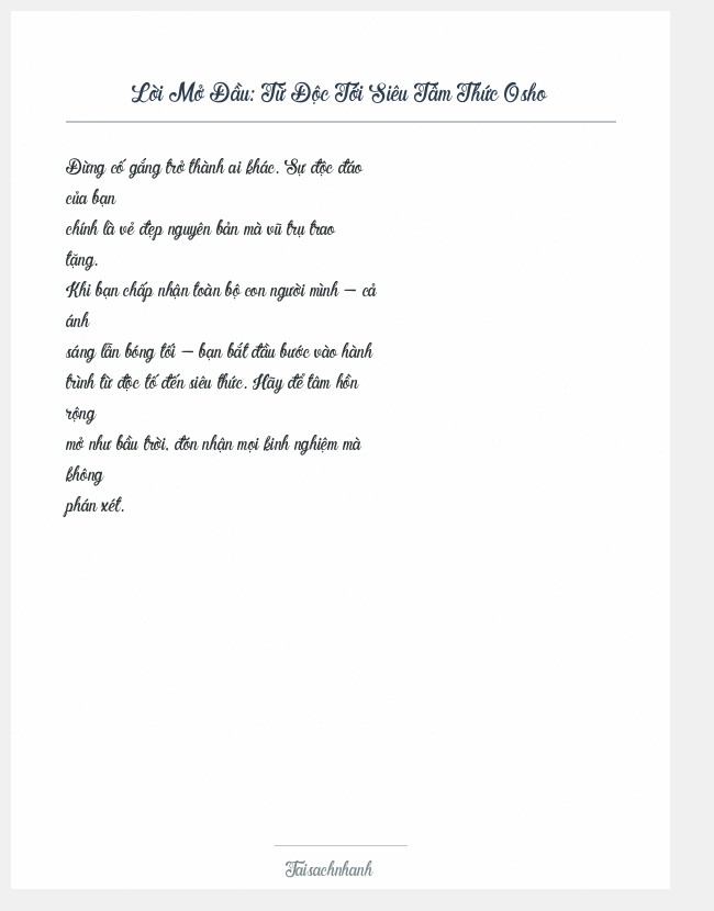 Trích đoạn Từ Độc Tới Siêu Tâm Thức Osho