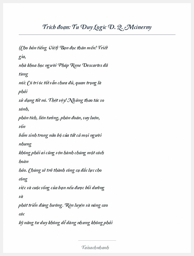 Trích đoạn Tu Duy Logic D. Q. Mcinerny