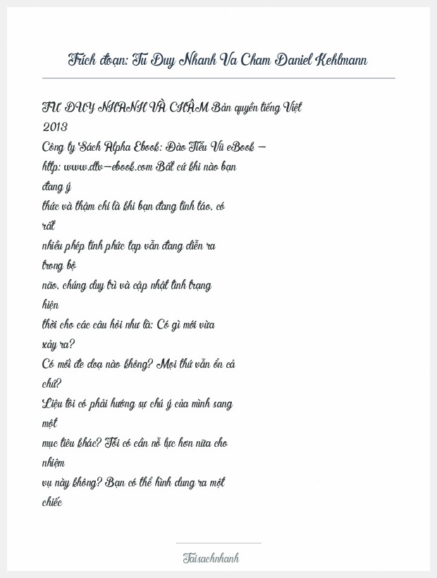 Trích đoạn Tu Duy Nhanh Va Cham Daniel Kehlmann