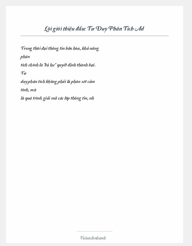 Trích đoạn Tư Duy Phân Tích Ad