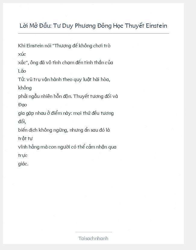 Trích đoạn Tư Duy Phương Đông Học Thuyết Einstein