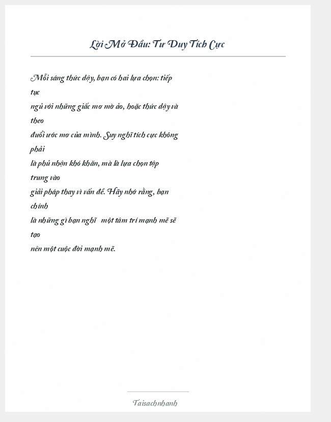 Trích đoạn Tư Duy Tích Cực