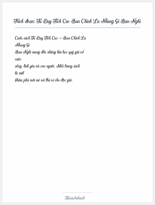 Trích đoạn Tu Duy Tich Cuc Ban Chinh La Nhung Gi Ban Nghi