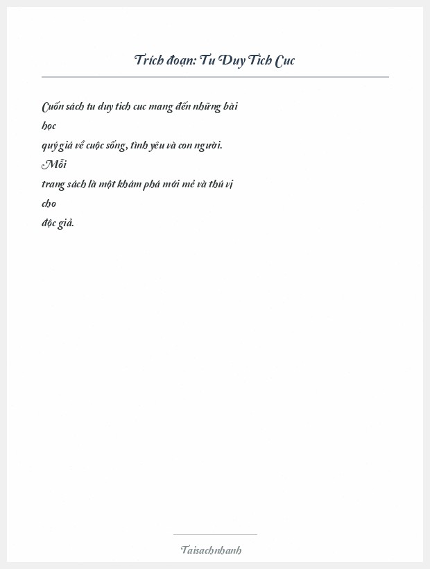 Trích đoạn Tu Duy Tich Cuc