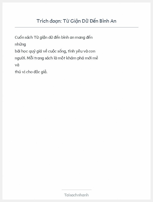 Trích đoạn Từ Giận Dữ Đến Bình An