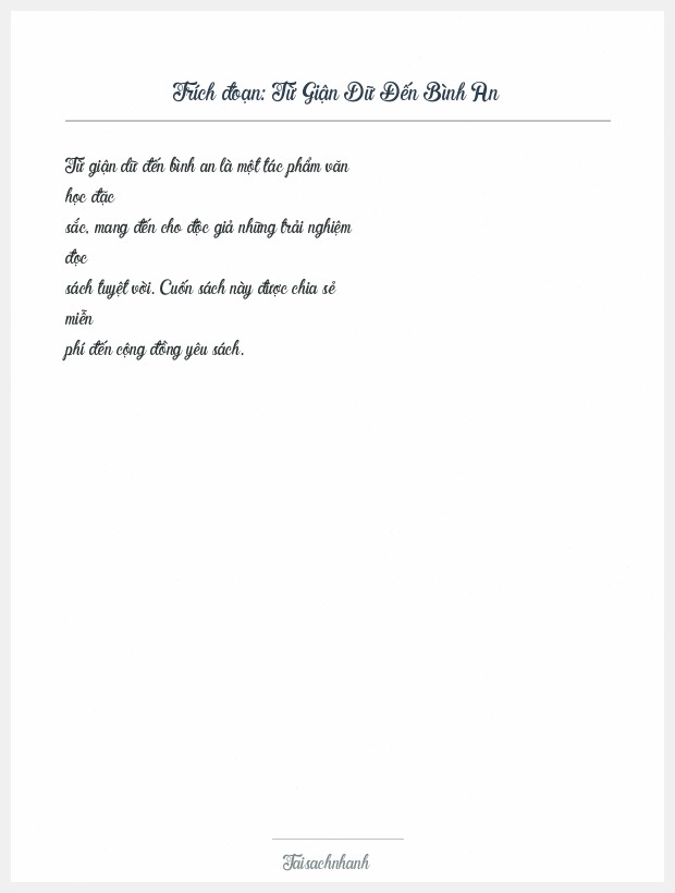 Trích đoạn Từ Giận Dữ Đến Bình An