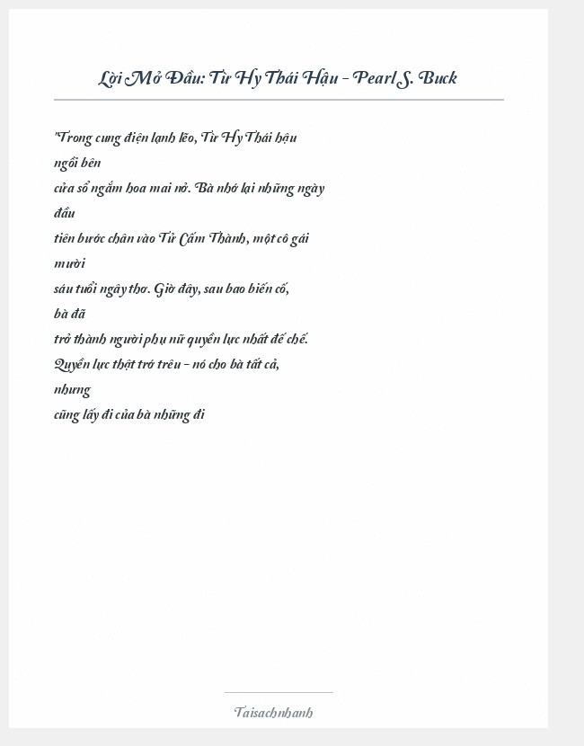 Trích đoạn Từ Hy Thái Hậu - Pearl S. Buck