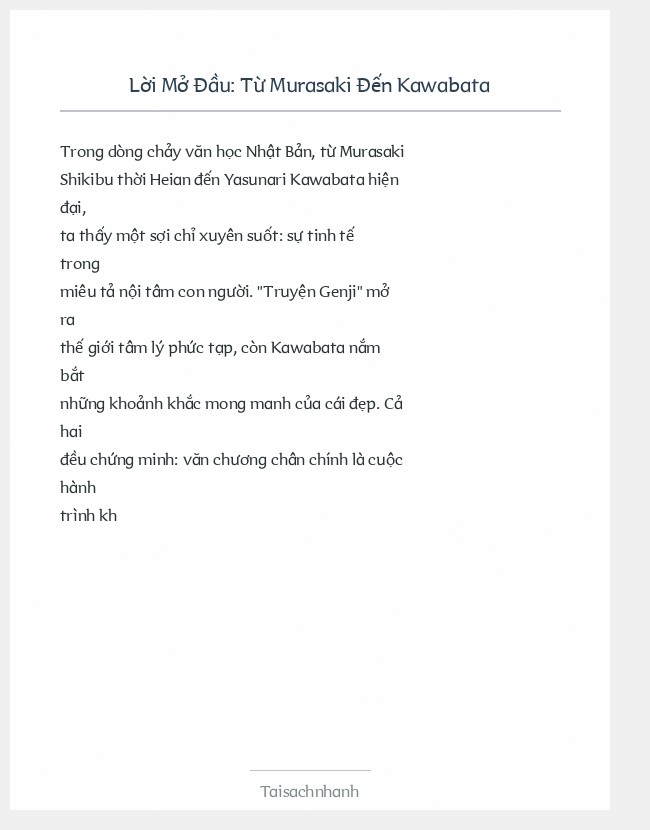 Trích đoạn Từ Murasaki Đến Kawabata