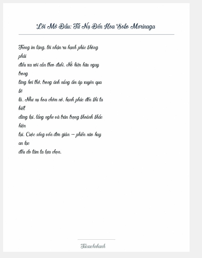 Trích đoạn Từ Nụ Đến Hoa Soko Morinaga