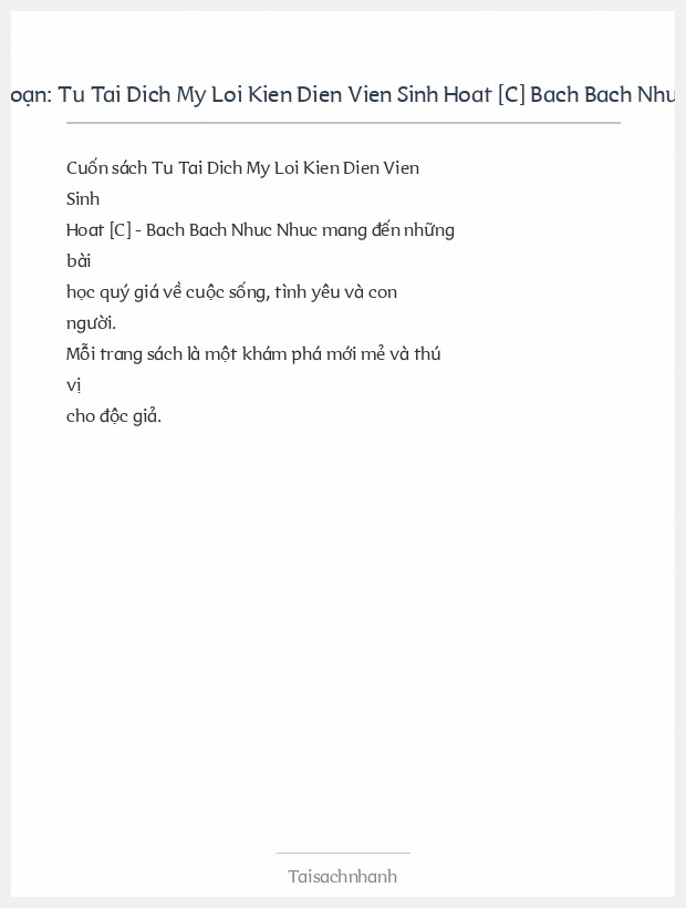 Trích đoạn Tu Tai Dich My Loi Kien Dien Vien Sinh Hoat [C] Bach Bach Nhuc Nhuc