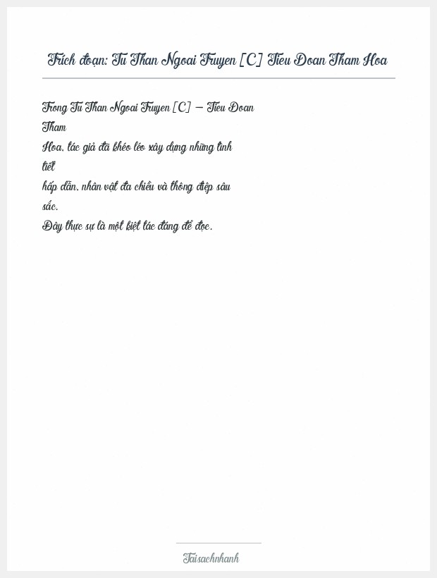 Trích đoạn Tu Than Ngoai Truyen [C] Tieu Doan Tham Hoa