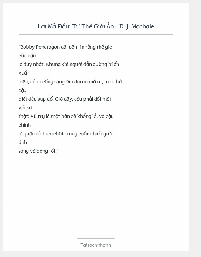 Trích đoạn Tứ Thế Giới Ảo - D. J. Machale