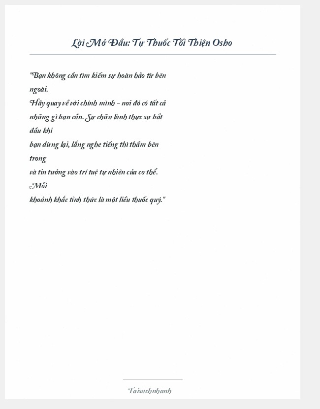 Trích đoạn Tự Thuốc Tối Thiện Osho