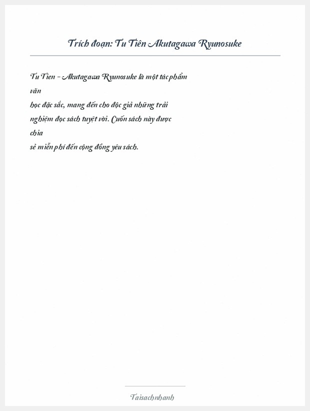 Trích đoạn Tu Tiên Akutagawa Ryunosuke