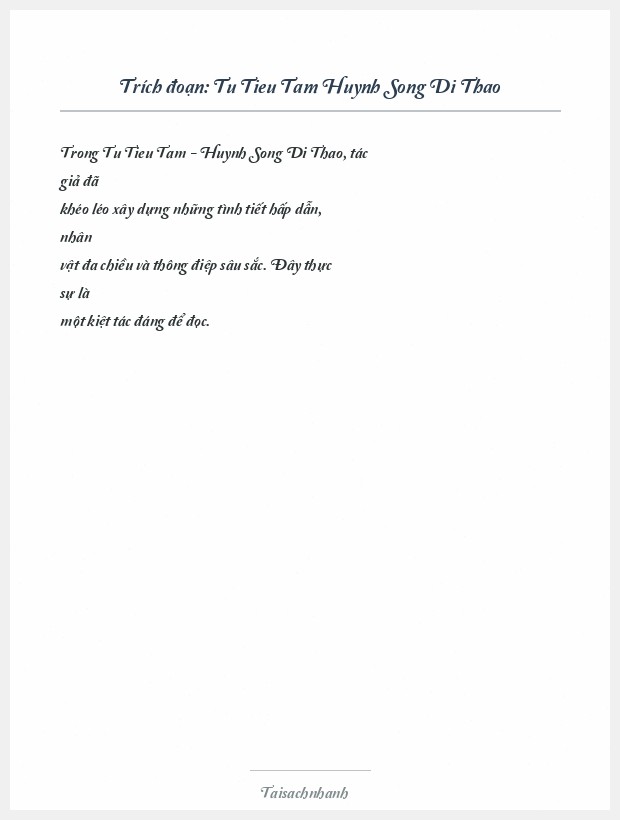 Trích đoạn Tu Tieu Tam Huynh Song Di Thao