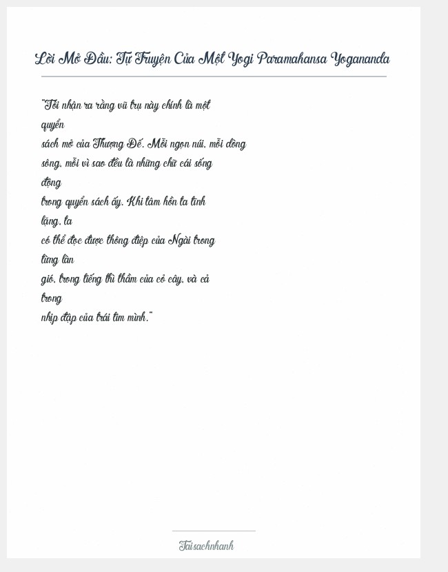 Trích đoạn Tự Truyện Của Một Yogi Paramahansa Yogananda
