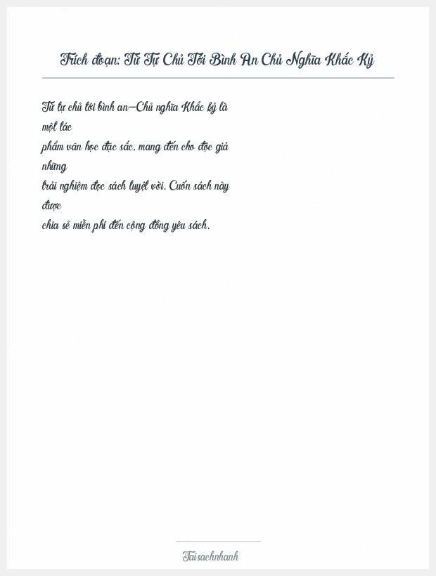 Trích đoạn Từ Tự Chủ Tới Bình An Chủ Nghĩa Khắc Kỷ