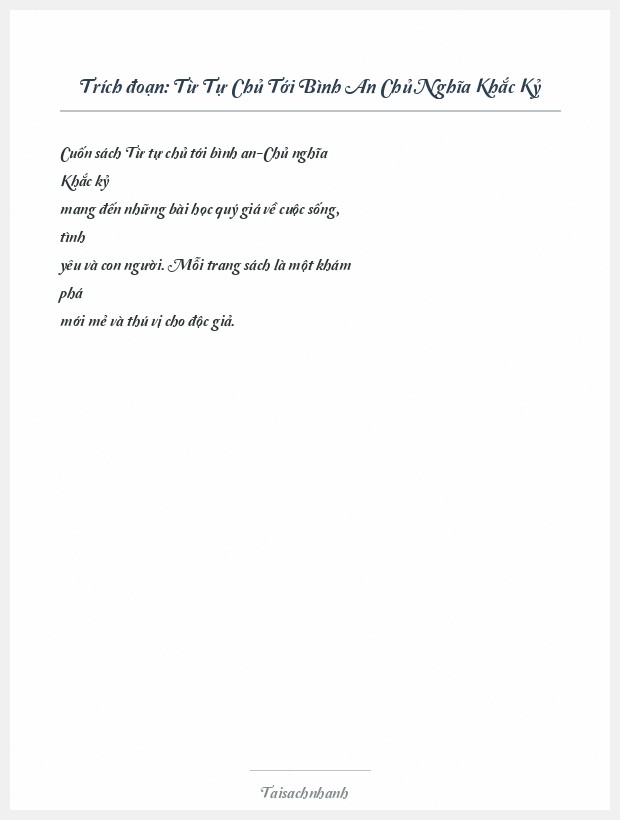 Trích đoạn Từ Tự Chủ Tới Bình An Chủ Nghĩa Khắc Kỷ