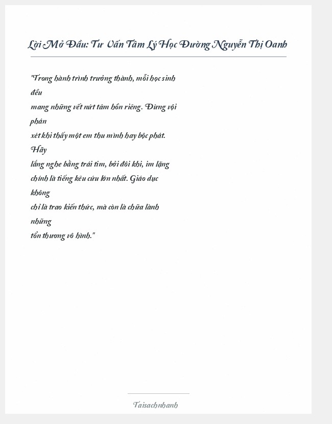 Trích đoạn Tư Vấn Tâm Lý Học Đường Nguyễn Thị Oanh