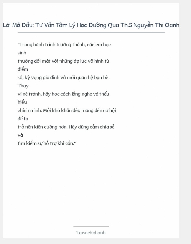 Trích đoạn Tư Vấn Tâm Lý Học Đường Qua Th.S Nguyễn Thị Oanh