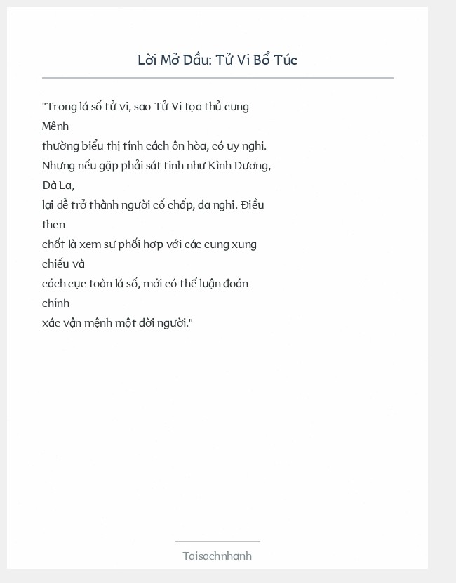 Trích đoạn Tử Vi Bổ Túc