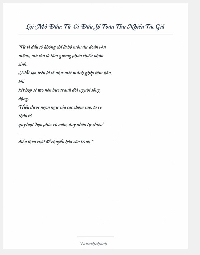 Trích đoạn Tử Vi Đẩu Số Toàn Thư Nhiều Tác Giả