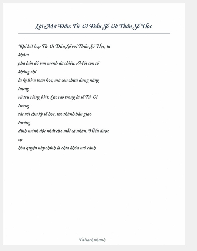 Trích đoạn Tử Vi Đẩu Số Và Thần Số Học