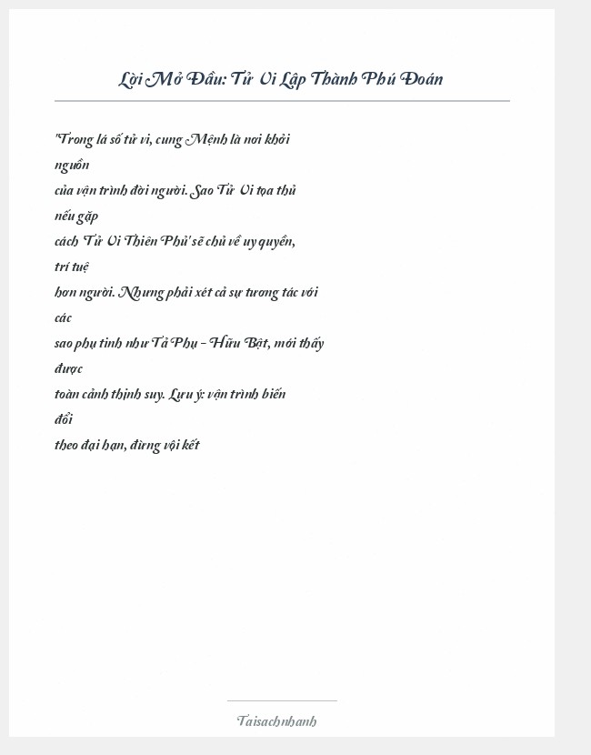 Trích đoạn Tử Vi Lập Thành Phú Đoán