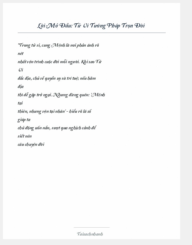 Trích đoạn Tử Vi Tướng Pháp Trọn Đời